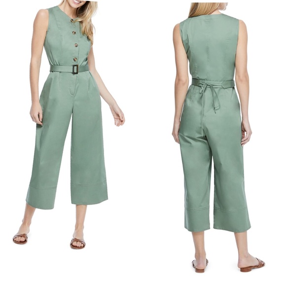 NWT Gal Meets Glam Leonie Belted Cotton Jumpsuit - Picture 1 of 9